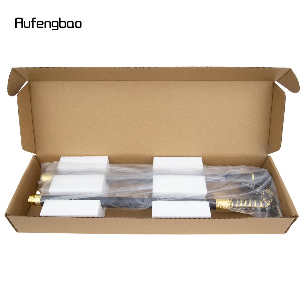 Golden Black Dragon Head Walking Cane Fashion Decorative Walking Stick Cosplay Cane Knob Crosier Performance Stage Cane 93cm