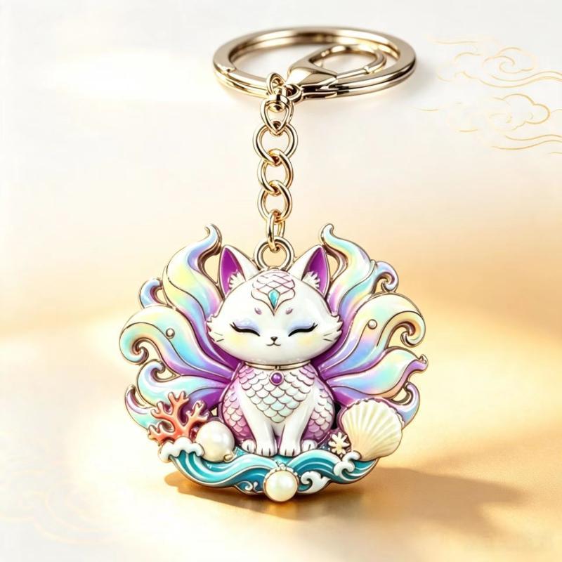 Enamel Luxury Keychain High-End Metal Pendant Bag Charm Blessing Charm
