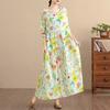 DIMANAF New 2025 Women Plus Size Spring Long Dress Loose Basic Vintage Oversize Long Sleeve Maxi Floral
