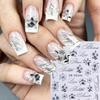 2pcs Lily Letter Nail Stickers, Elegant Black and White Ink Painting Style Flower and Letter Patterns Self-adhesive Nail Decals