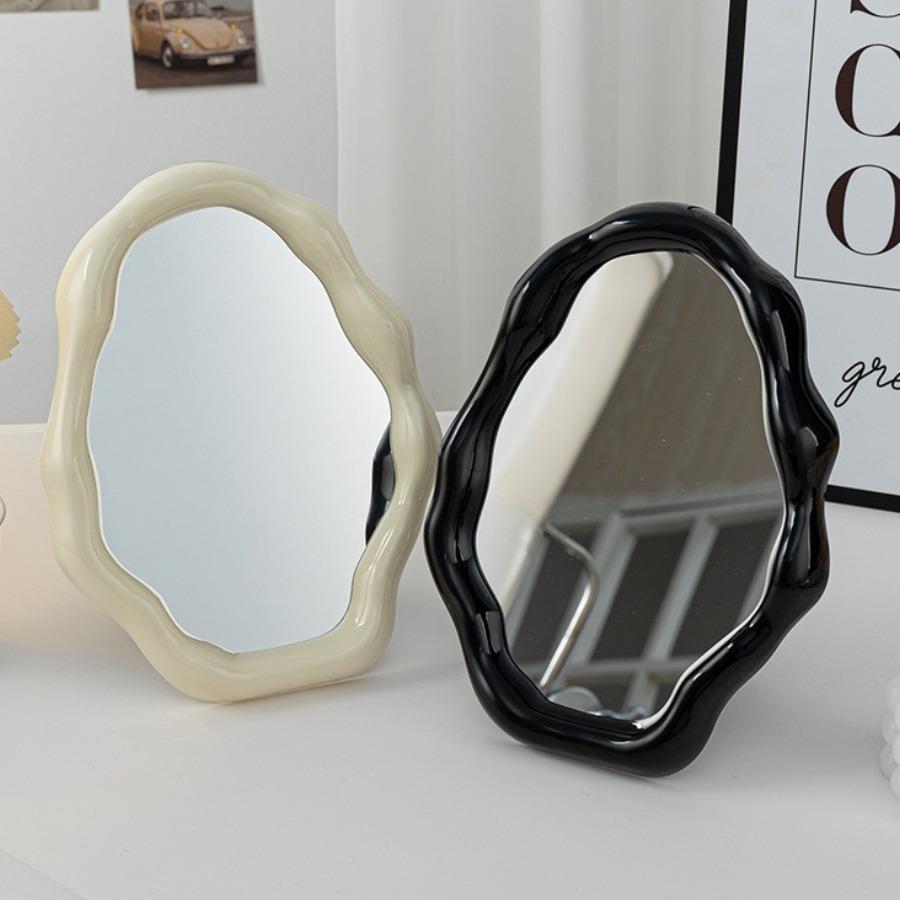 Nordic Style Standing Makeup Mirror Cloud Irregular Bedroom Dressing Mirror Office Dormitory Adjustable Desktop Aesthetic Cosmetic Decoration Mirror