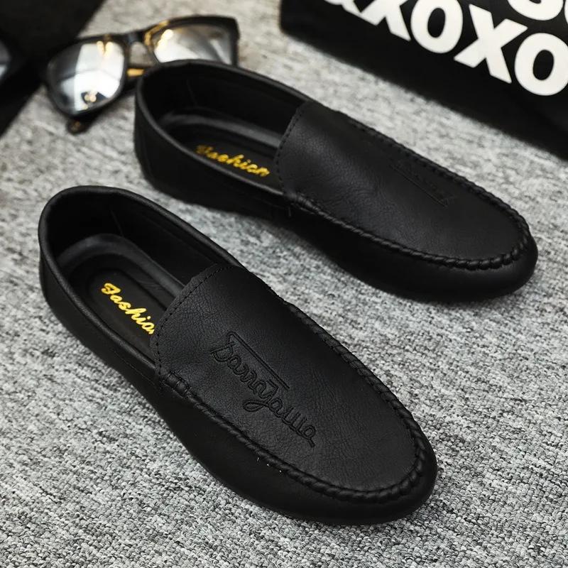 Men Fashion Shoes Summer2025New Casual Shoes for Men Slip-On Loafers Comfortable Soft Leather Driving Shoes Breathable