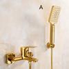 1Set Bathtub Faucet Single Handle Handheld Brass Golden Bath Shower Mixer Tap With Hand Shower Wall Mount