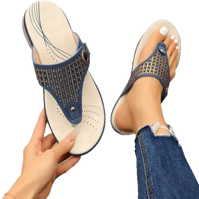 Toe Hollow Thick Bottom Wedge Slippers Women's Large Size Beach Sandals Sloped Sandals