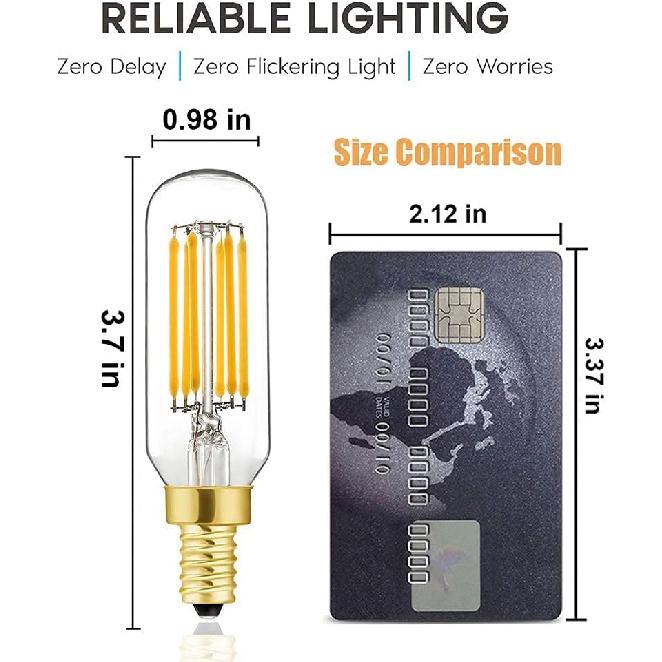 T6 LED Bulb, 60W Candelabra Dimmable Chandelier Light Bulbs 2700K Warm White Clear 600lm 6W E12 Vintage Tube LED Filament Edison Candle Bulb with