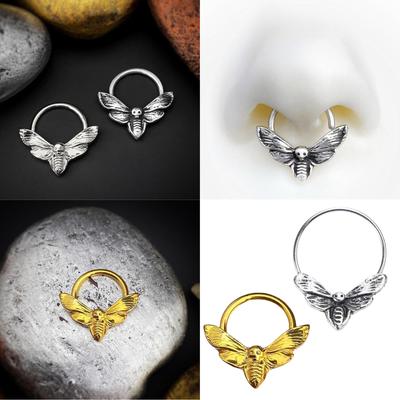 Skull Moth Nose Stud Rings Plated Sturdy Alloy Comfortable Wear Punk Gothic Styles Jewelry for Fashion Enthusiasts