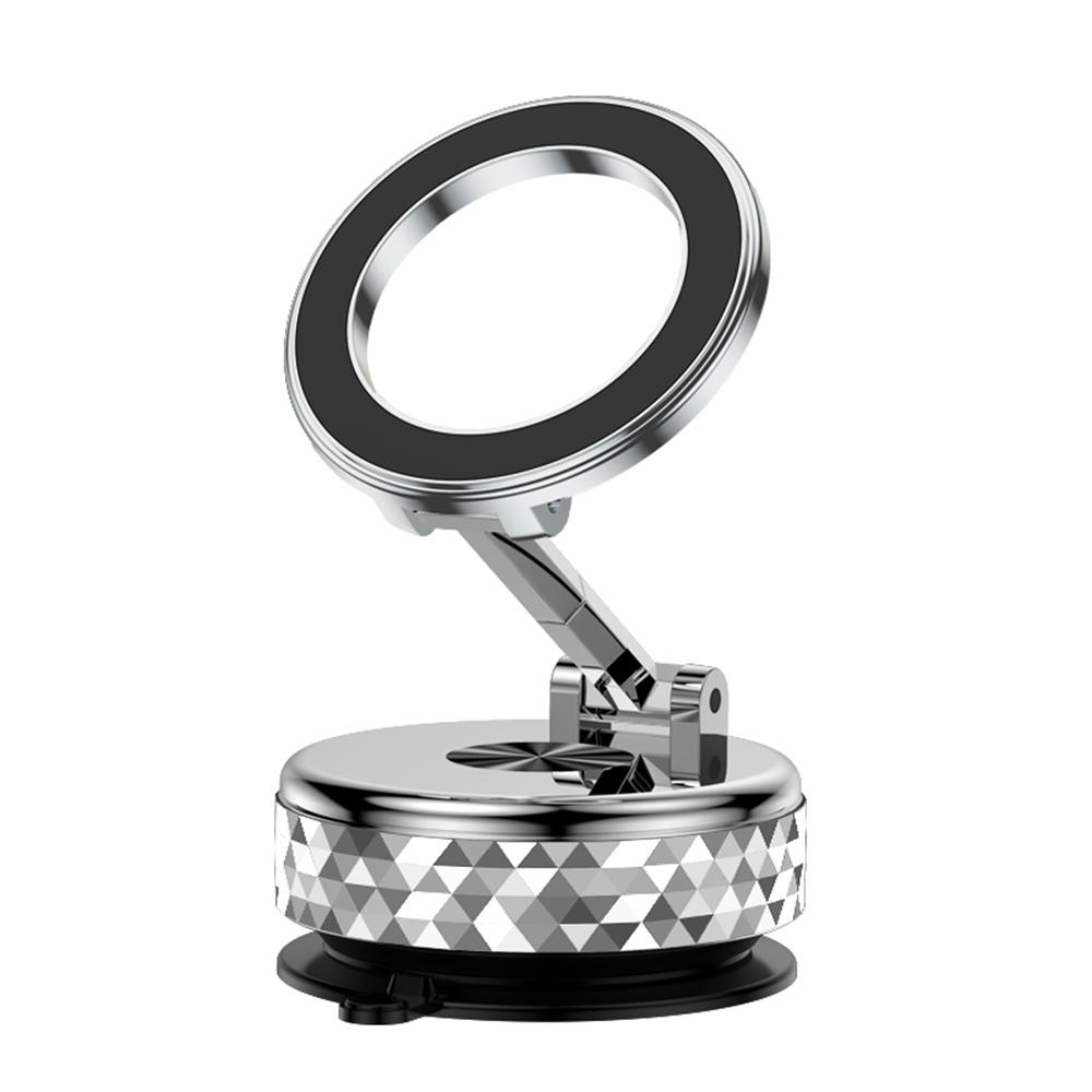 

K12 Magnetic Car Phone Holder Vacuum Suction Mount Foldable 360 Degree Rotation Phone Bracket Silver