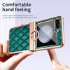Stitching Line Imprinted Phone Case for Samsung Galaxy Z Flip5 5G PU+PC Kickstand Electroplating Phone Cover