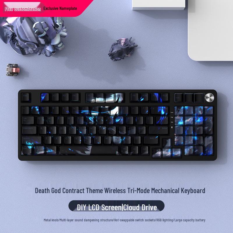 Wireless Bluetooth Mechanical Keyboard - 98-Key, Blue Switch, Silent for Gaming/Esports, High-Design for Girls/Office Use.