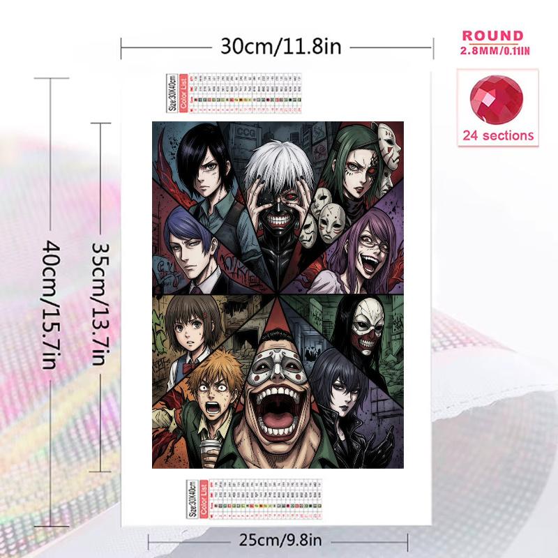 Tokyo Ghoul Character Collage Set Pattern 3pcs 100% Round Full Drill 5D DIY Diamond Painting Embroidery Cross Stitch Rhinestone Décor