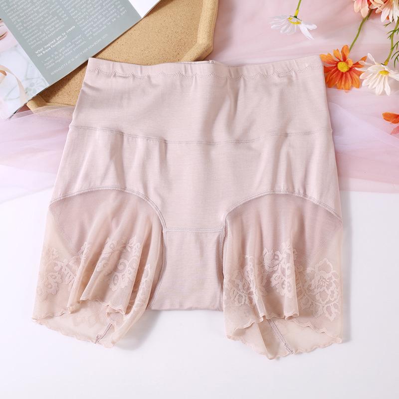 

Летние защитные леггинсы для женщин больших размеров с кружевной отделкой на высокой талии Large (suggest 110-160 Jin) бежевый