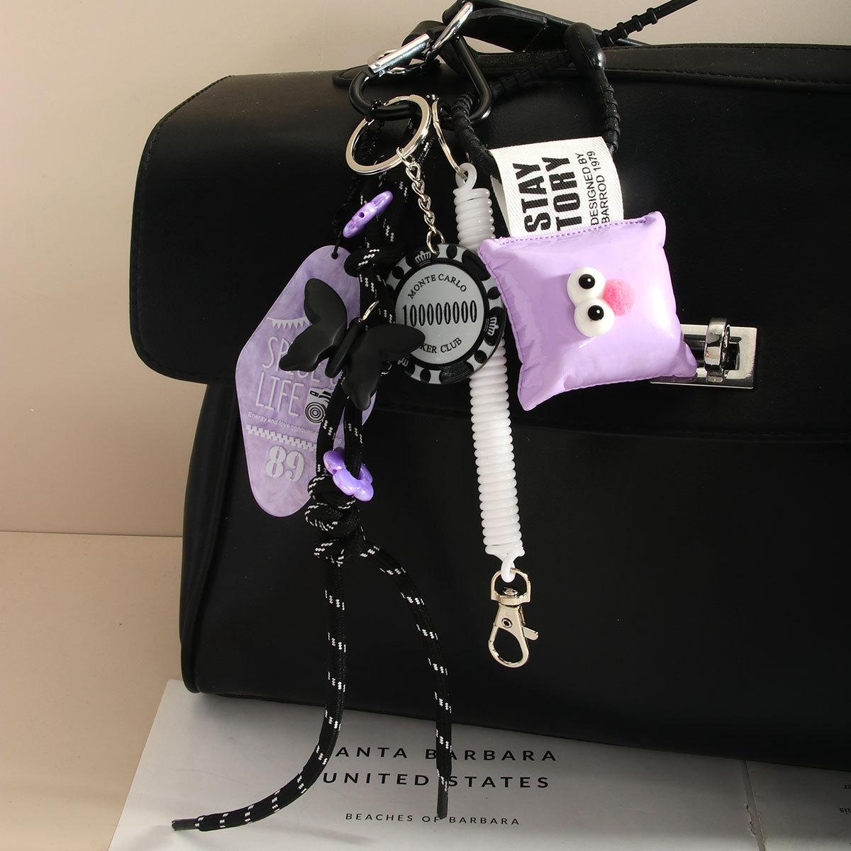 Personalized black and purple wind bag pendant cartoon big eye cute small throw pillow pendant personalized creative chip pendant accessories