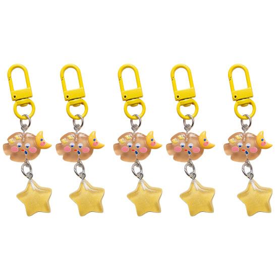 

5Pcs Keychain Soft Expression Cloud Glitter Star Charm Key Chain Pendant with Alloy Buckle Schoolbag Decoration жёлтый