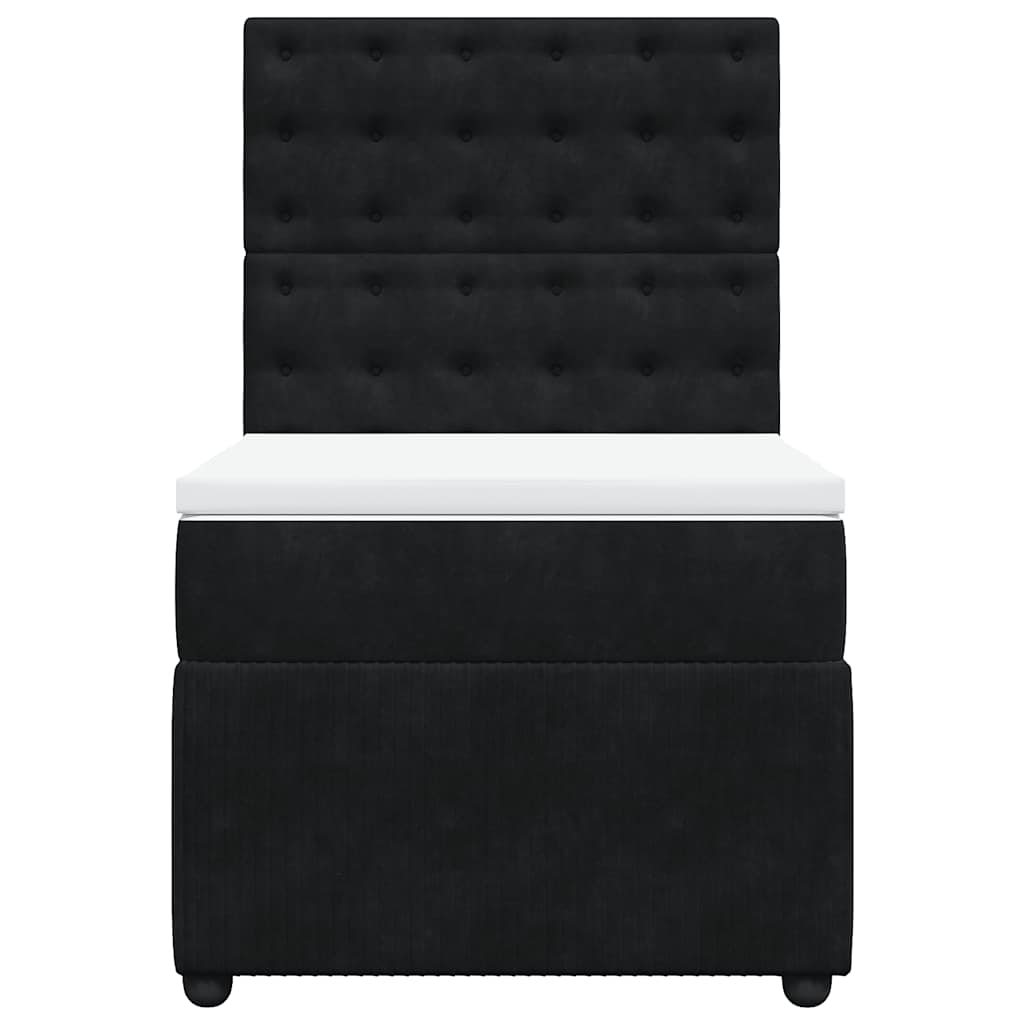 Box Spring Bed with Mattress Black 90 x 190 cm Velvet