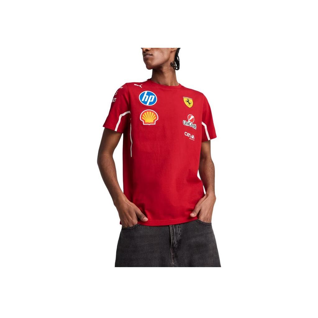 Puma X Ferrari Collaboration Scuderia Team HP 2025 Copy Series Comfortable Crew Neck Pullover Short Sleeve T-Shirt Men T-Shirts Deep-Cherry 76394501