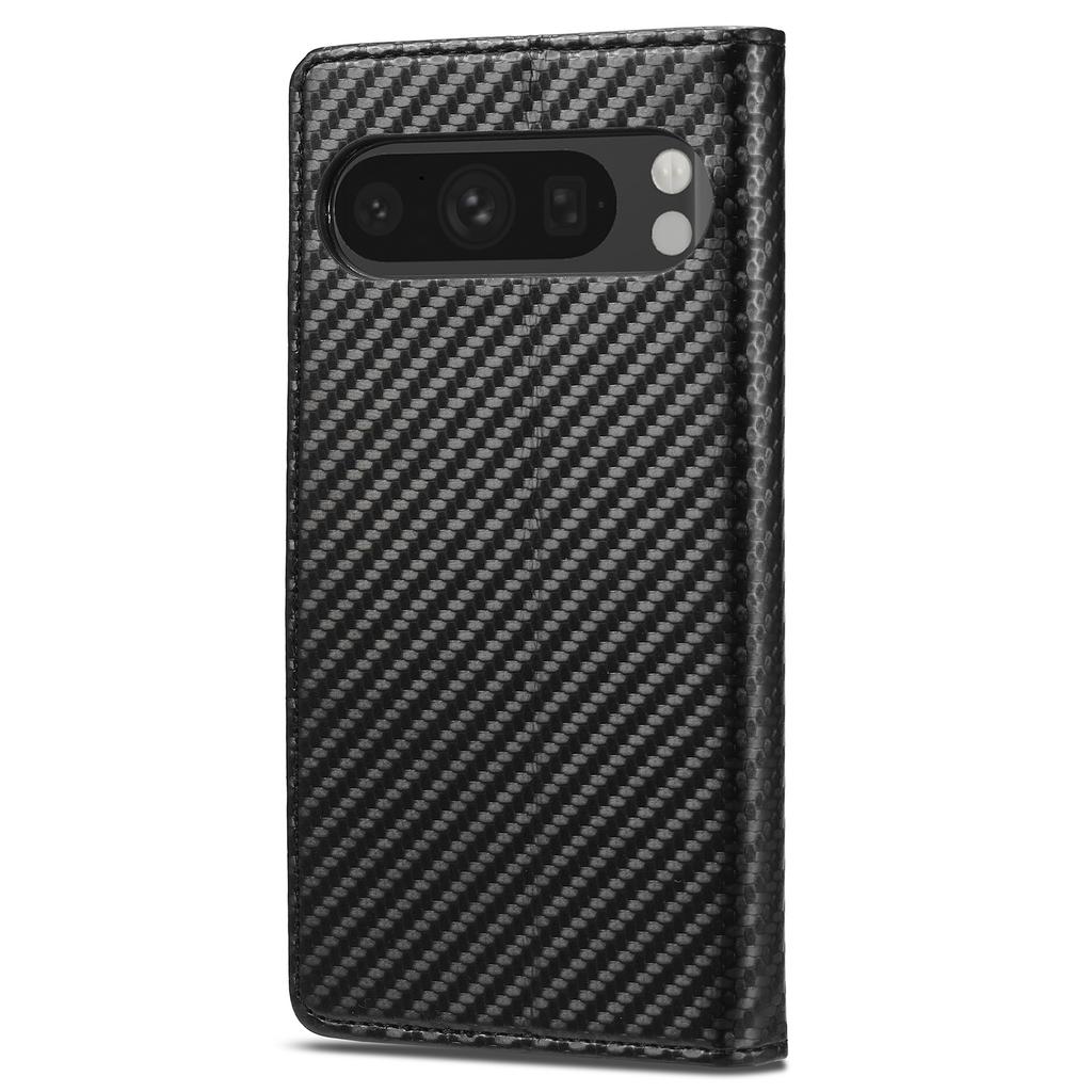 LC.IMEEKE For Google Pixel 9 Pro XL Wallet Case Carbon Fiber Texture Leather Flip Phone Cover