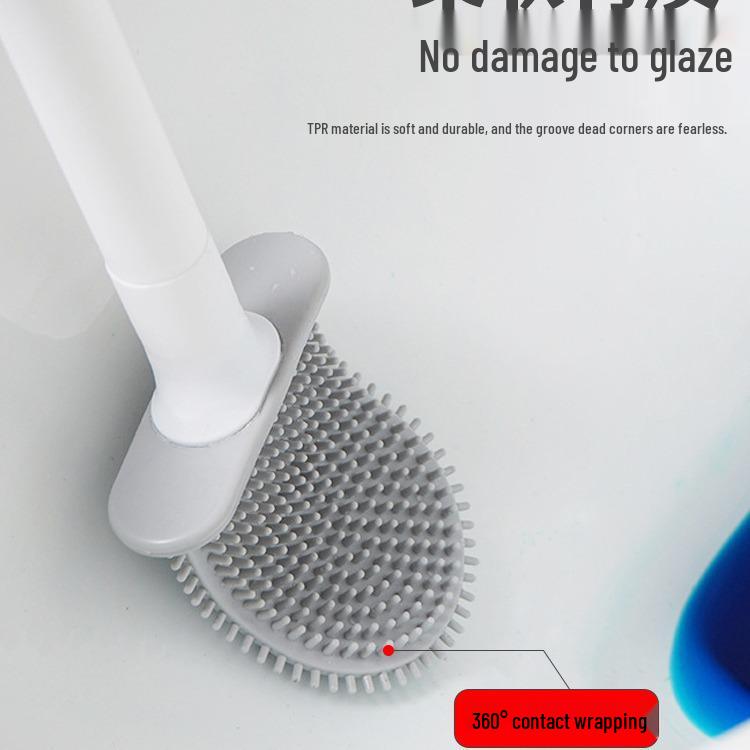 Wall-Mounted Silicone Toilet Brush Set for Seamless Cleaning