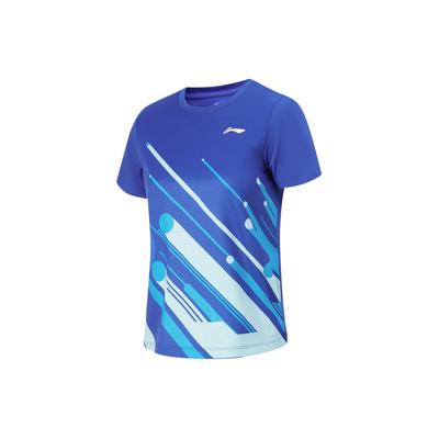 Li Ning Tischtennis Serie Weich Bequem Atmungsaktiv Sport Pullover Kurzarm T-Shirt Unisex Oberteile Hellblau AATT077-1