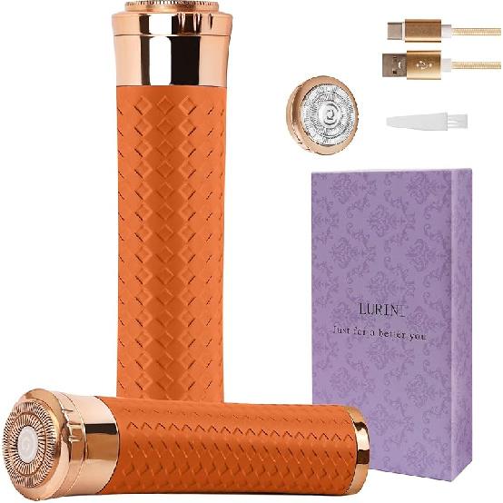 Facial Hair Removal for Women, Painless Rechargeable Hair Removal Device, Comes with 2 Replacement Heads, Portable Electric Shaver/Razor for Face,