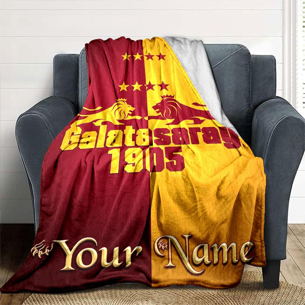 Name Custom Galatasaray Print Flannel Blanket High Quality Warm Comfortable Cover for All Seasons Perfect for Gifts Home Decor