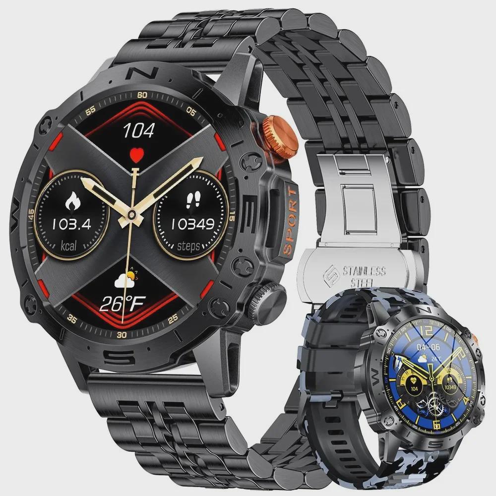 Multi-Function Smartwatch: Outdoor-Ready, Waterproof, Heart Rate & Blood Pressure Monitor with Bluetooth Calling