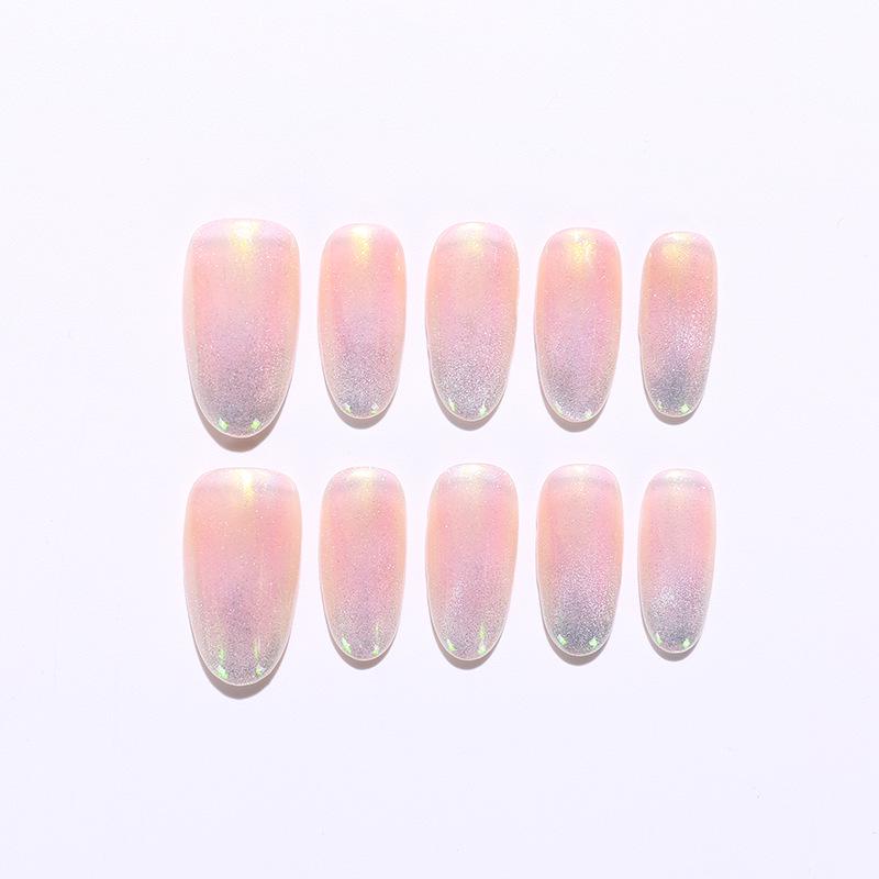 Aurora Handmade Nude Cat Eye Gradient Detachable Fake Nails Small