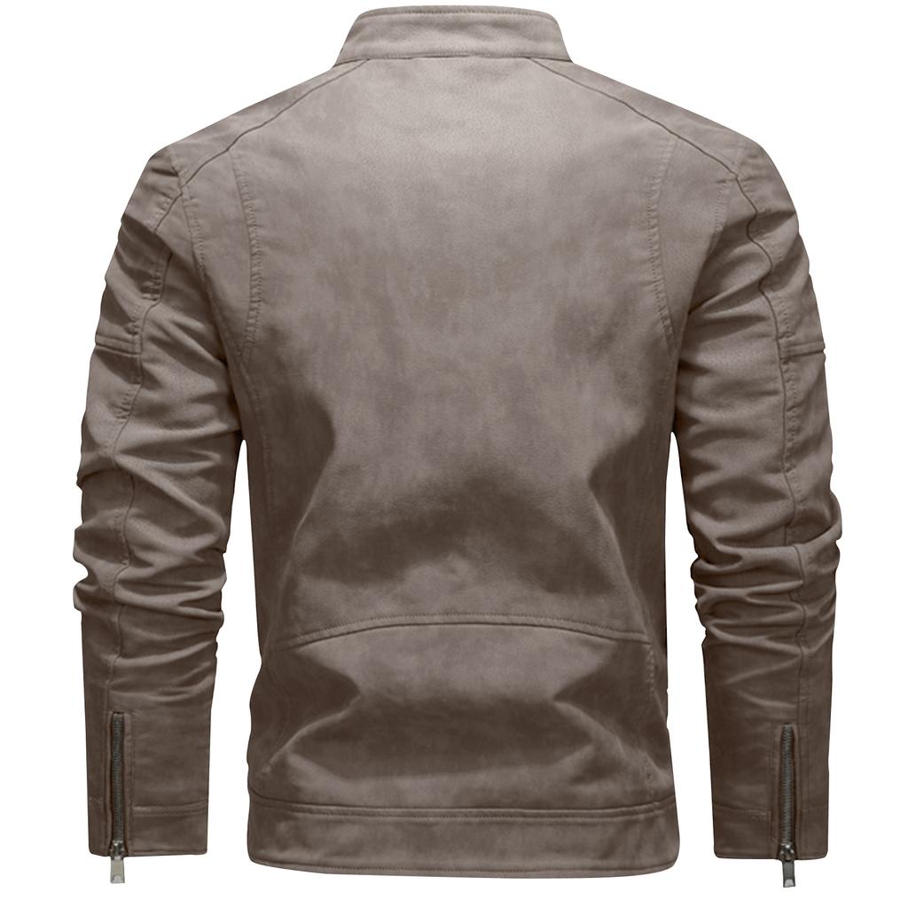 Men's Jacket Slim Fit PU Motorcycle Leather Jacket Lapel Leather Jacket