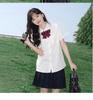 Weißes Langarmshirt in Übergröße für Damen - Abschluss High School Uniform JK Stil Top