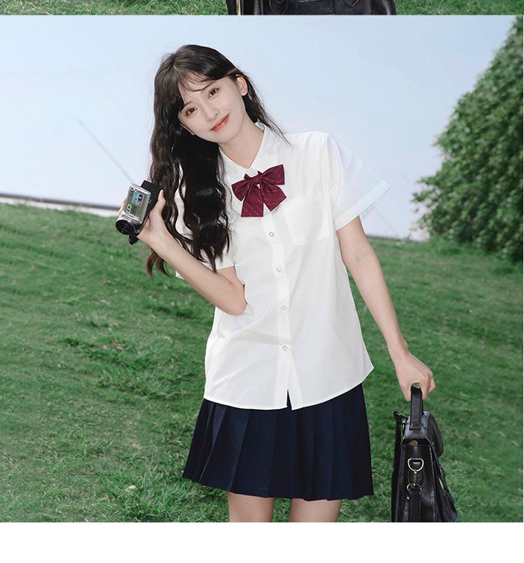 Weißes Langarmshirt in Übergröße für Damen - Abschluss High School Uniform JK Stil Top