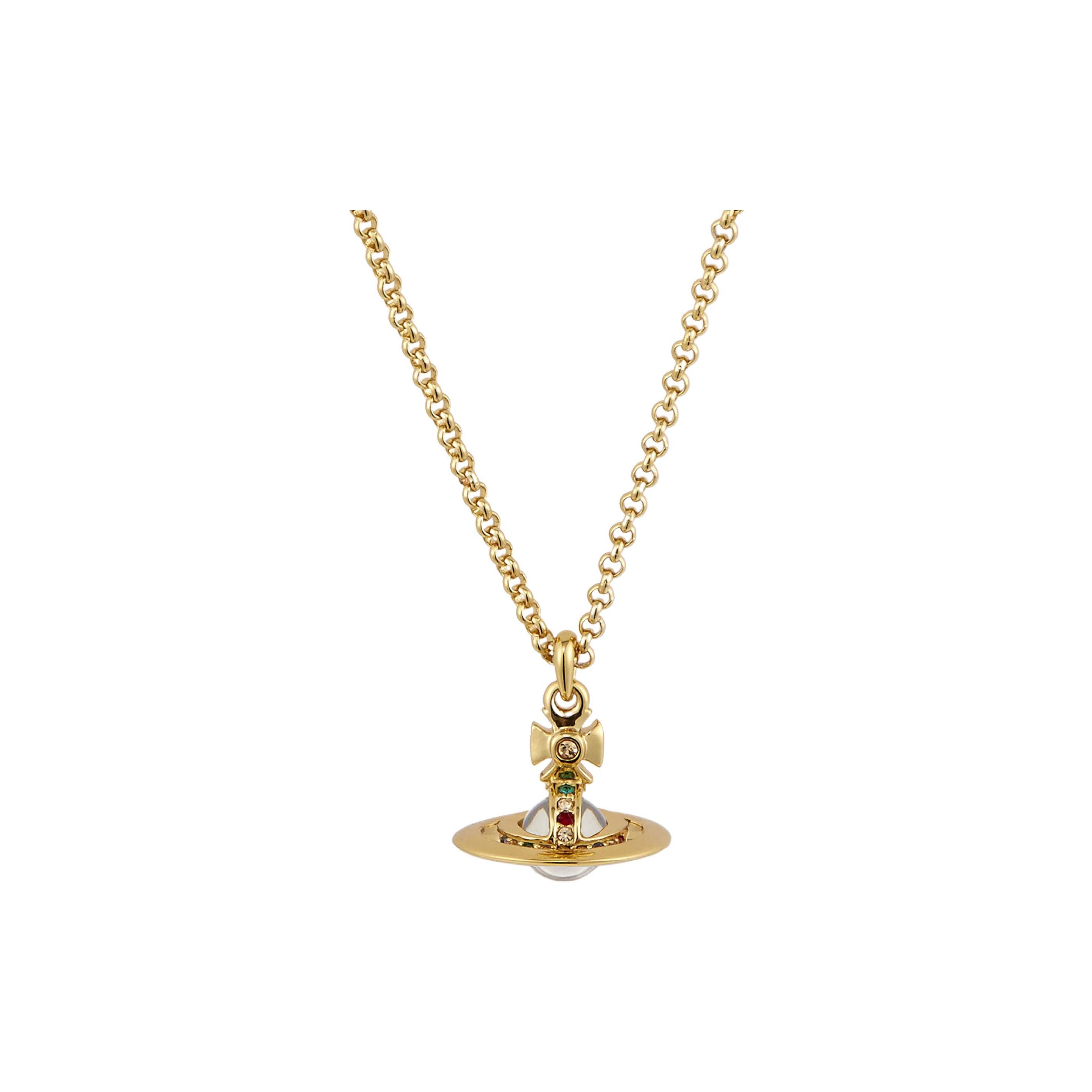 Vivienne Westwood Tiny Orb Medium 3D Saturn Pendant Necklace Women necklace Gold 63020097R001 Box