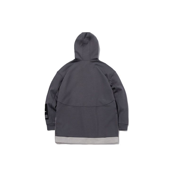 Li Ning X Jackie Chan Collaboration Kung Fu Series Button Loose Spliced Pullover Hoodie Men Hoodies Dark-Gray Purple AWDQ933-2