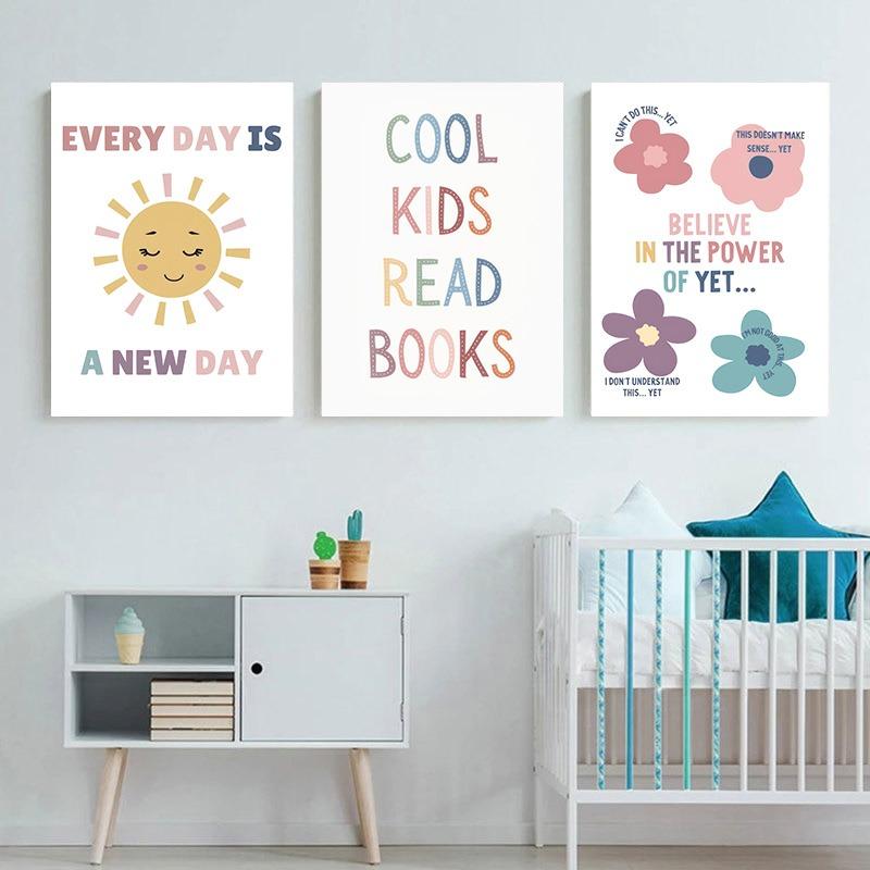 It Is OK To Feel Books Baby Educational Poster Wall Art Canvas Painting Print Picture Kids Nursery Room Classroom Decoration