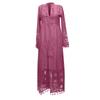 Women's Fashion Casual Long Sleeve Tassels Bohemian V-Neck Lace Plus Size Dress