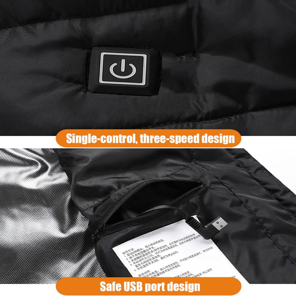 Heated Vest for Men Women Winter Thermal Smart USB Heating Vest 9 Carbon Fiber Heating Pads 3 Temperature Levels No Battery