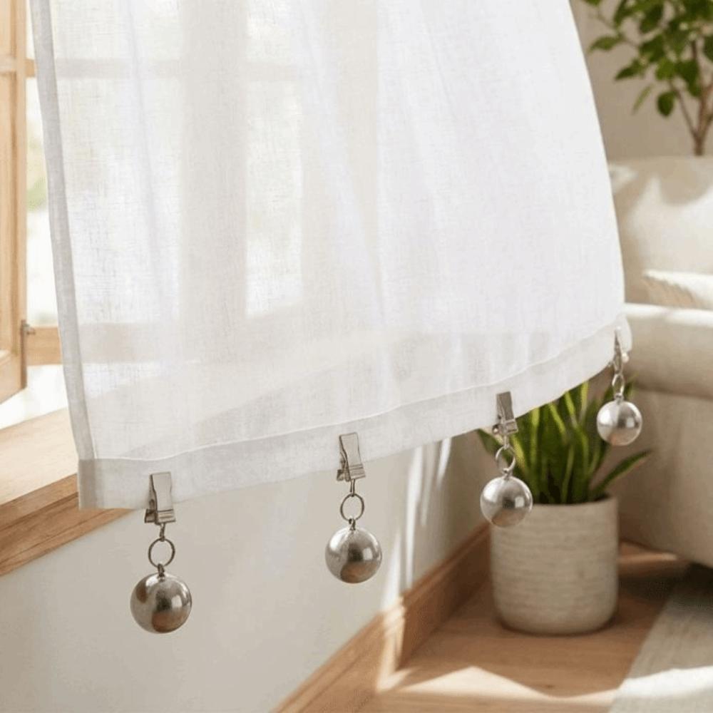 4Pcs Stainless Steel Curtain Weights Clips Heavy Duty Stable Grip Tablecloth Weights Round Ball Rust Proof