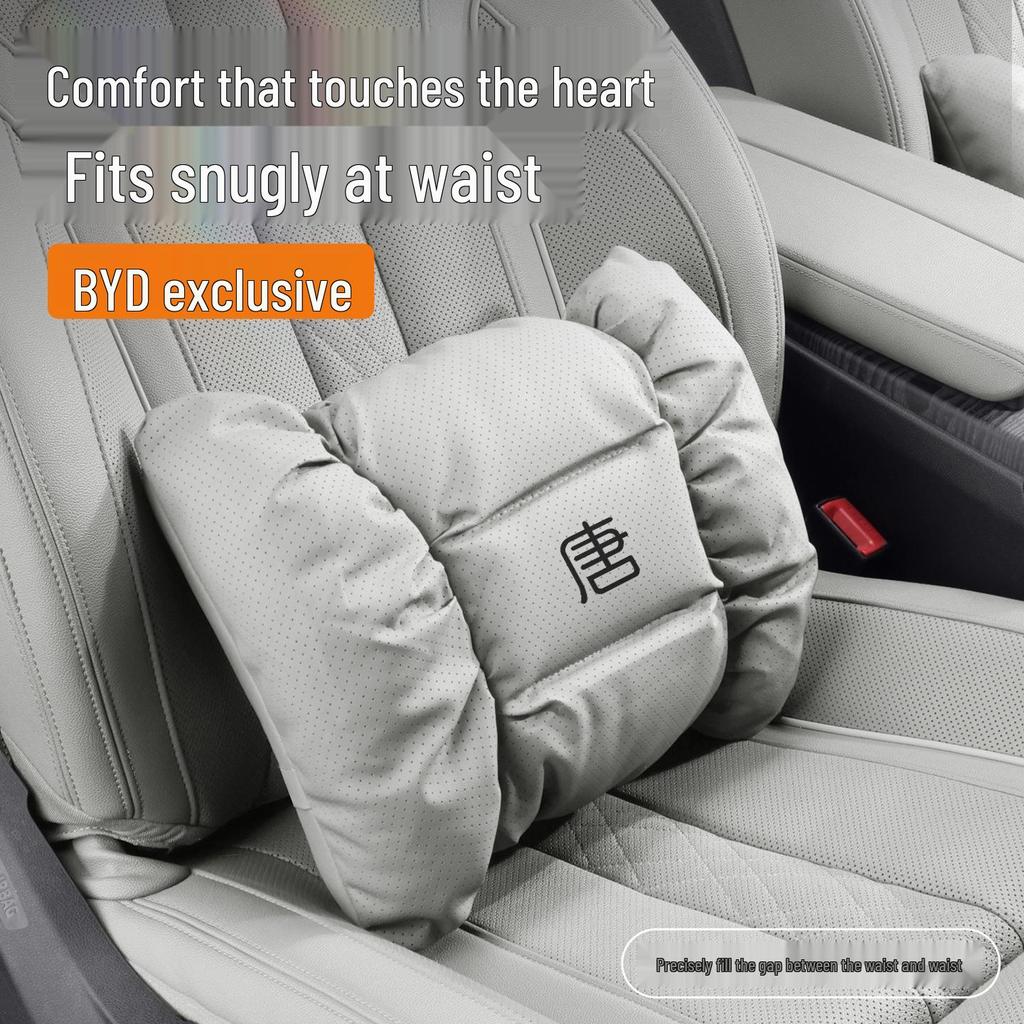 Compatible with 25 BYD Tang DMI Intelligent Driving Edition models: white headrest, lumbar, neck support, and seat pillows.