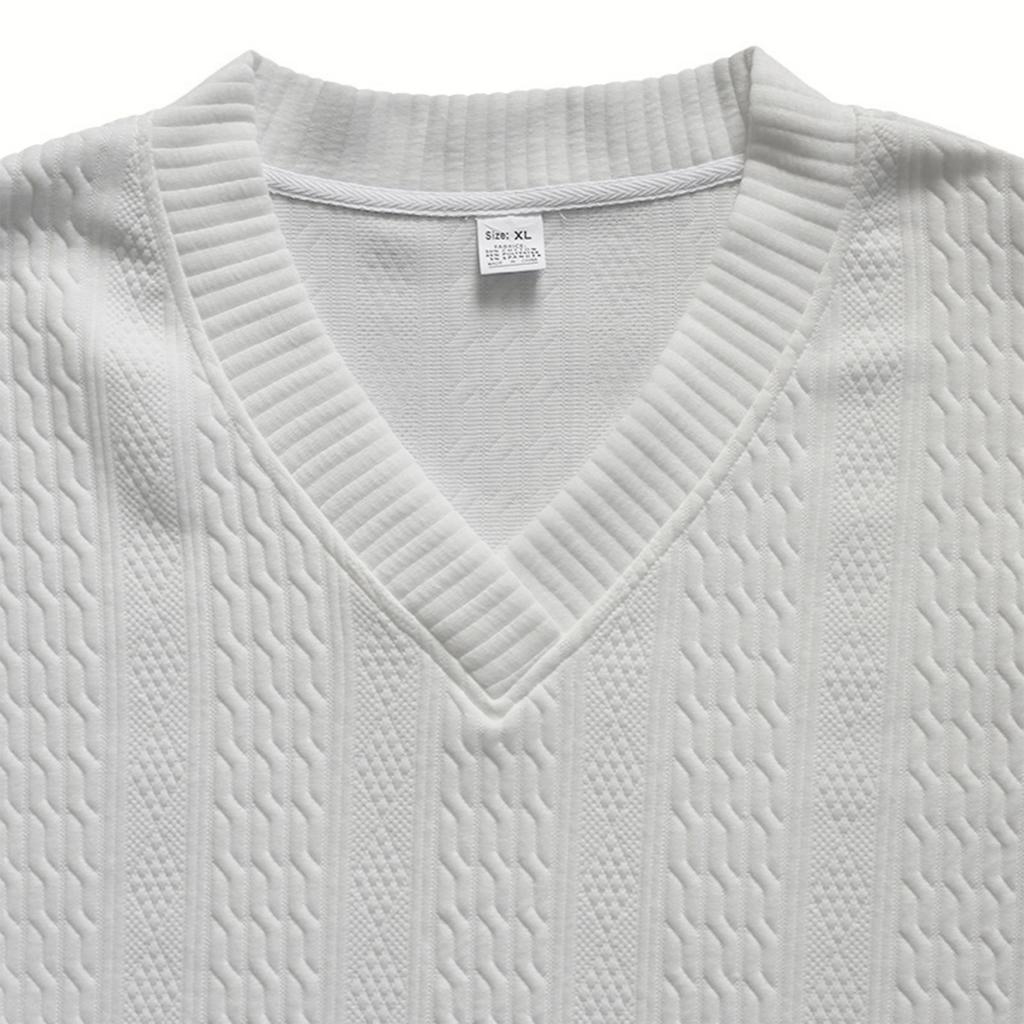 Men'S Large V-Neck Loose Casual Long Sleeved Shirt Sports Top