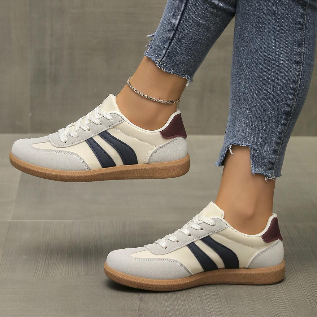 Large Size Women's Casual Shoes 2025 New Shoes Color Matching Retro Ins Sports Board Shoes German Training White Shoes Women