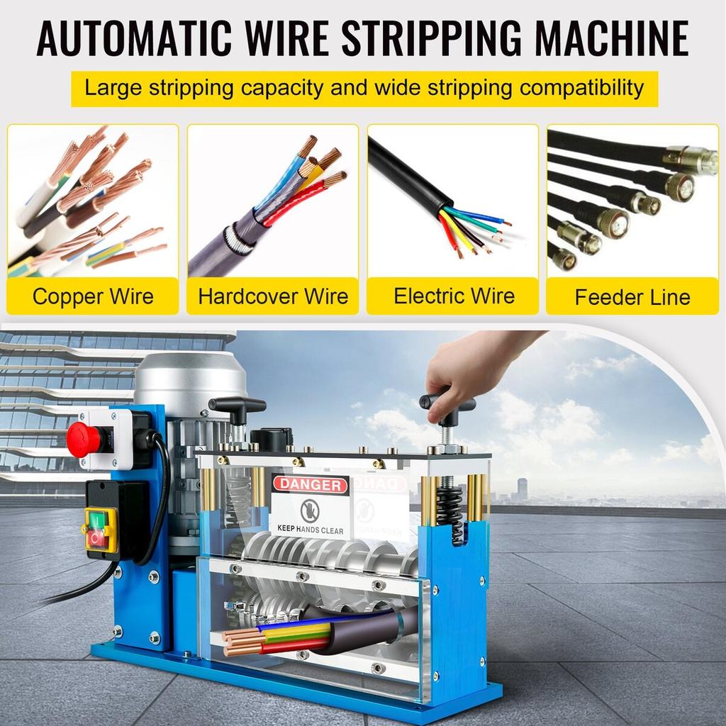 Electric Wire Stripping Machine, 0.06 inch-0.15 inch Automatic Wire Stripping Machine, 11 Channels 10 Blades Cable Stripping Machine, Wire Stripping