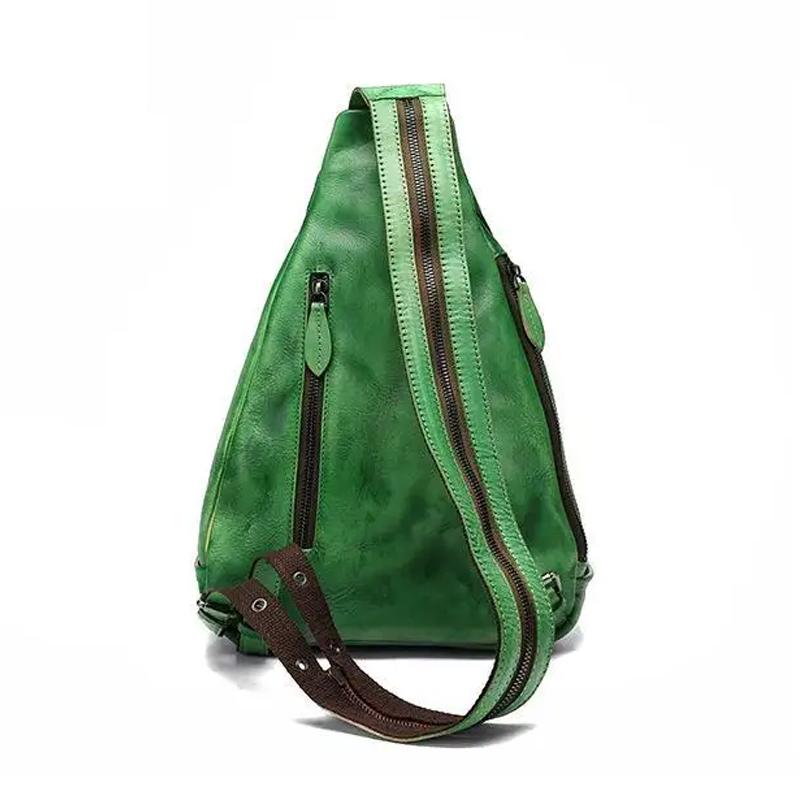 Retro taška na hrudi Crossbody kabelky z hovězí kůže pro ženy 2024 Nová ručně vyrobená embosovaná módní květinová dámská taška Messenger