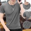 Men Top Breathable Round Neck Quick Dry Mesh Design Short Sleeve All-matched Solid Color Men Summer Top Outing Clothing
