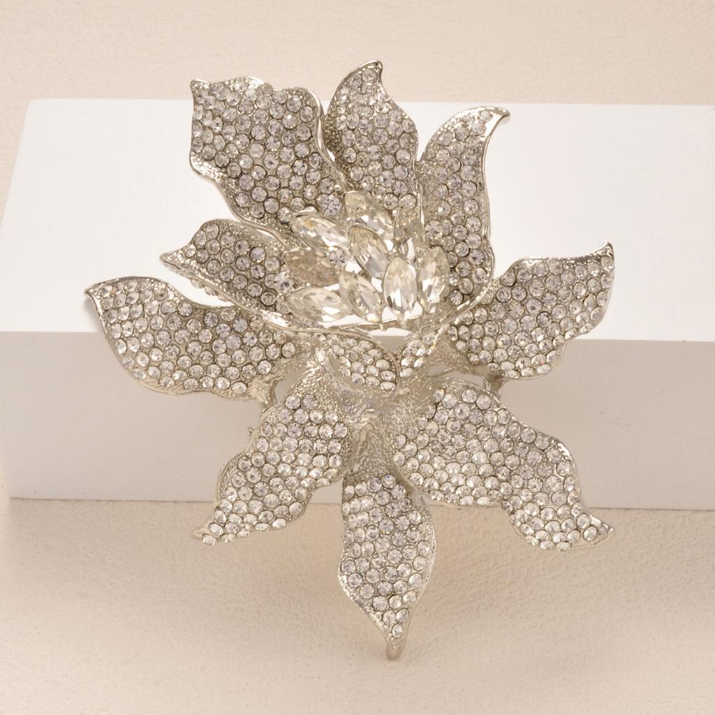Crystal Flower Brooch, High-end, Luxurious and Retro-style Orchid Suit Jacket Pin Accessory Set