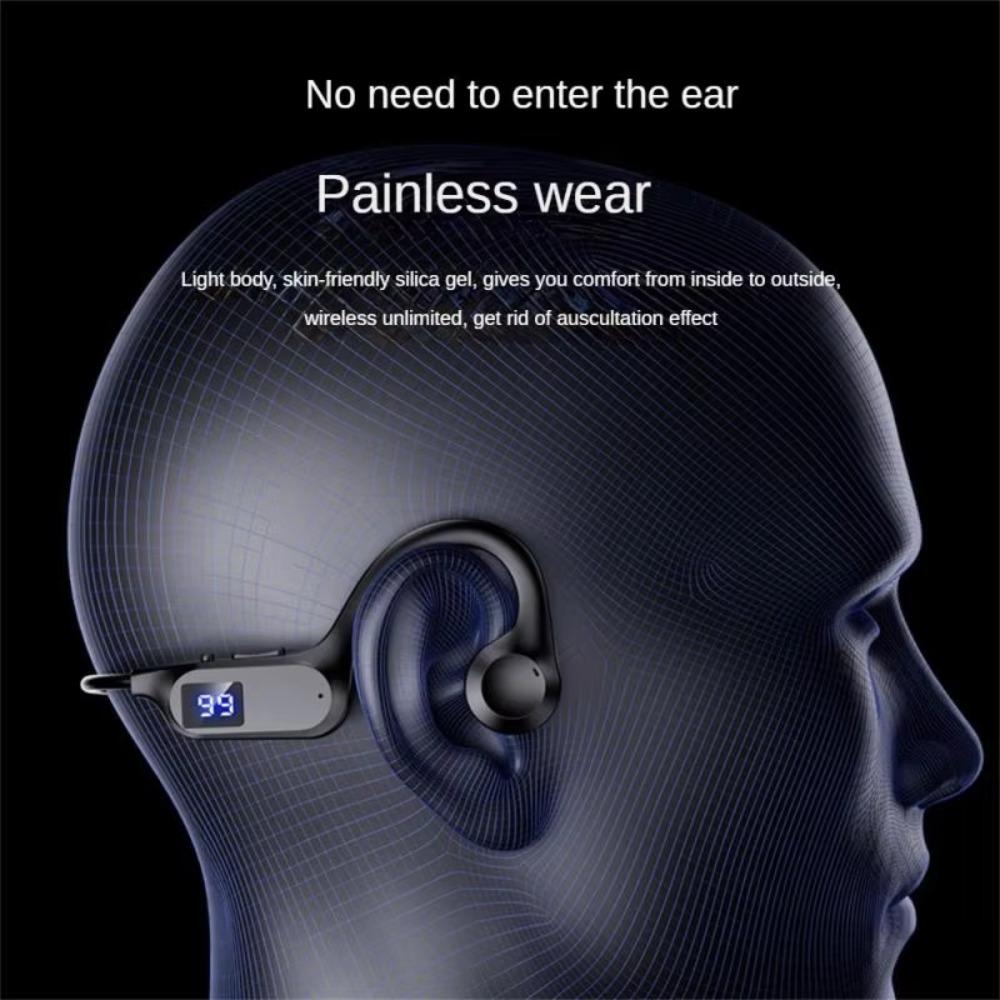 Wireless Bone Conduction Headphone Hands-free with Mic X7 Bluetooth Sports Earphone Digital Display Earbuds Ear-hook Headset