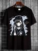 Men's Gothic Anime T-Shirt - Short Sleeve Round Neck Tee with Manga Graphic Print, Casual Casual Attire & Themed Events Shirt, Machine Washable Suitab