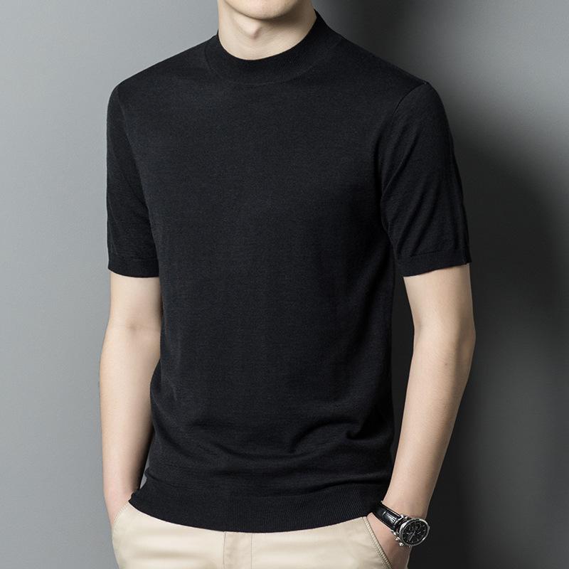 

Весенний новый стильный шерстяной мужской свитер среднего возраста, тонкий повседневный свитер с круглым вырезом и короткими рукавами, мужская одежда 4XL