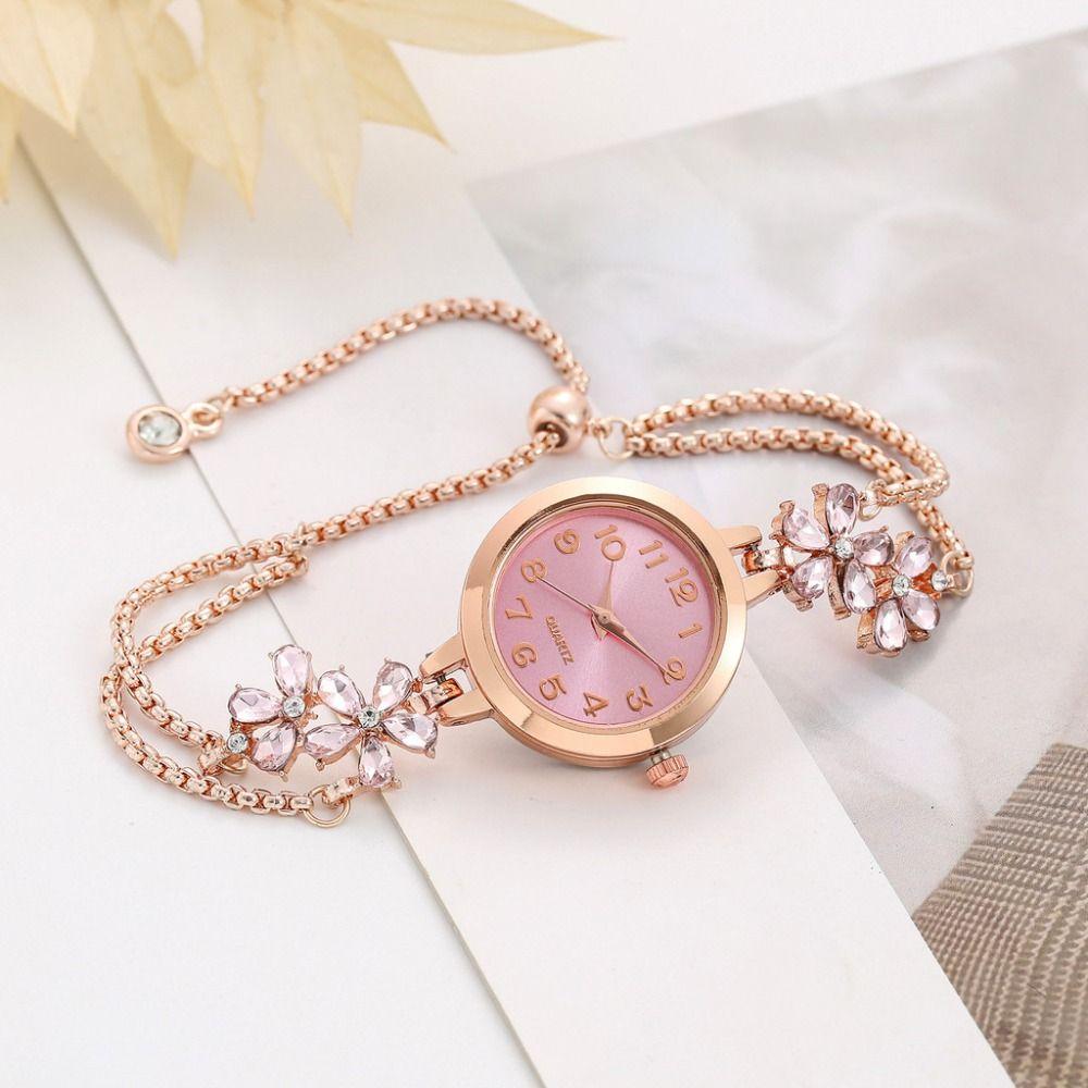 Flower Quartz Wristwatch Ladies Business Watches Elegant Rhinestone Quartz Watch  Casual Wear
