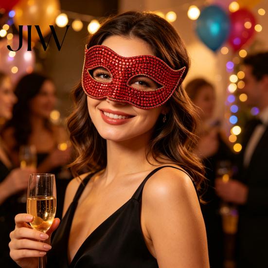 Soft Skin Friendly Party Masque Bling Rhinestone Masquerade for Women, Sparkly Venetian Half Shining Style Face Eye Halloween, Mardi Gras, Prom