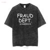 Fraud Dept Scam America T Shirt Vintage Washed Graphic Unisex Top For Everyday Wear Casual Homme Versatile Soft Breathable