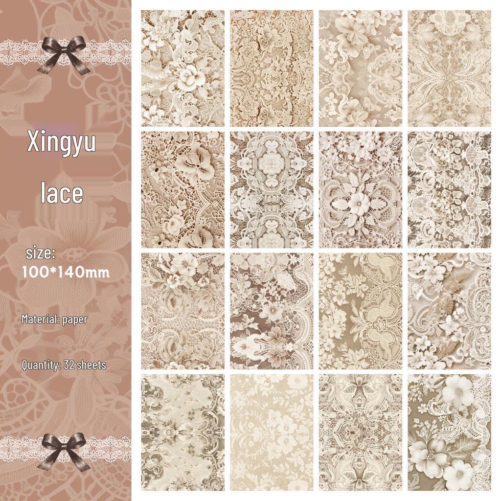 RetroStory Lace Series: Romantic Dreamy Retro Ita Bag Journal Background Paper Pack