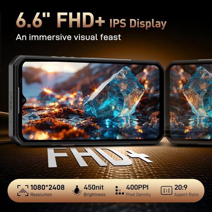 Smartphone Robuste 5G OUKITEL WP39 Pro 36Go+512Go 6.6" FHD+ 11000mAhh Téléphone Incassable Android 14 Caméra 64MP Dual SIM/NFC Vert